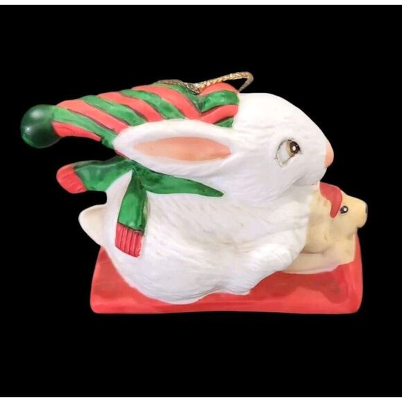 VTG Christmas Ornaments Lot of 6 Bird Dove‎ Heart Rabbits Snow Woman 1976 - 1999 - Picture 3 of 15